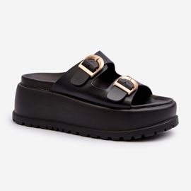 Kvindeflip-flops på en massiv platform Sort Mililena 2