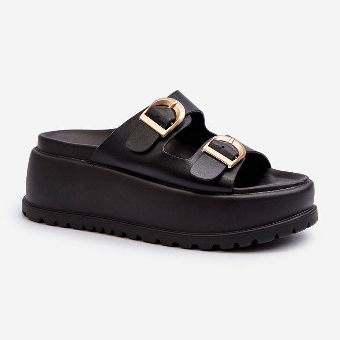 Kvindeflip-flops på en massiv platform Sort Mililena 2