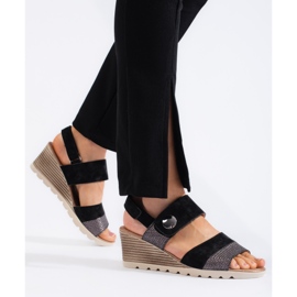 Damesandaler med velcro sort 1