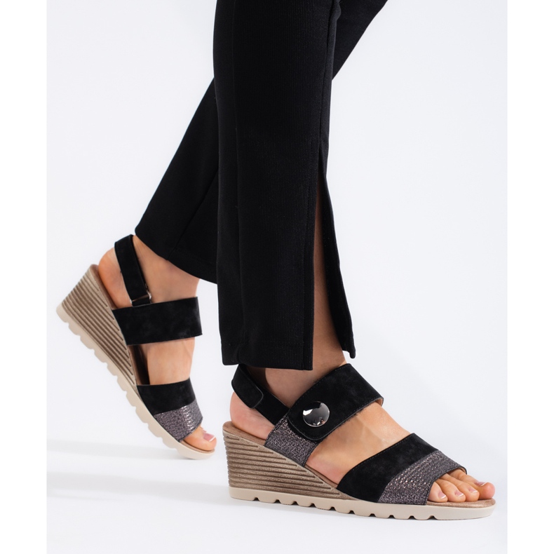 Damesandaler med velcro sort 1