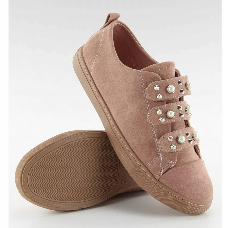 Sneakers med perler l1078 Pink lyserød 2
