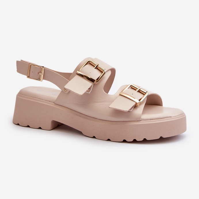 Damesandaler med spænder Eco Læder Beige Konanttia 1