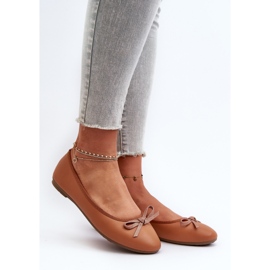 Eco Læder Ballet Flats Med Sløjfe Camel Sandelal brun 2