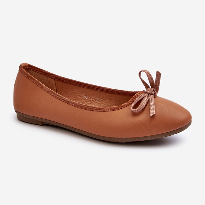 Eco Læder Ballet Flats Med Sløjfe Camel Sandelal brun 1