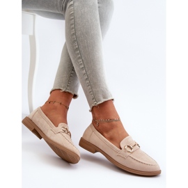 Kvinders fladhælede mokkasiner med beige aviole dekoration 1