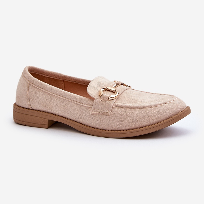 Kvinders fladhælede mokkasiner med beige aviole dekoration 2