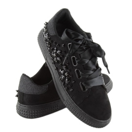 Satin sneakers 16-535 Sorte snørebånd 2