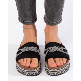 Sorte dameflip-flops med dekoration 2