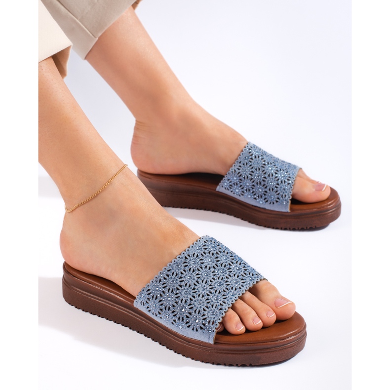 Blå platformsflip-flops til kvinder 1