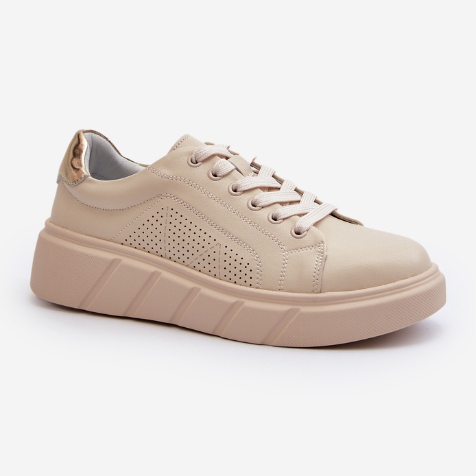 Sneakers i læder til kvinder på den beige platform Gatira 1