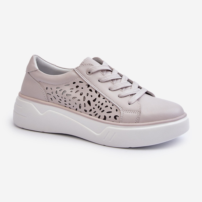 Openwork sneakers til kvinder på platformen Lædergrå Peilaeno 2