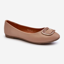 Øko-læder ballet lejligheder med dekoration, mørk beige Enicoria 1