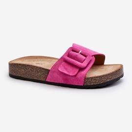 Dame-flip-flops med spænde Eco ruskind Fuchsia Laeltia lyserød 2
