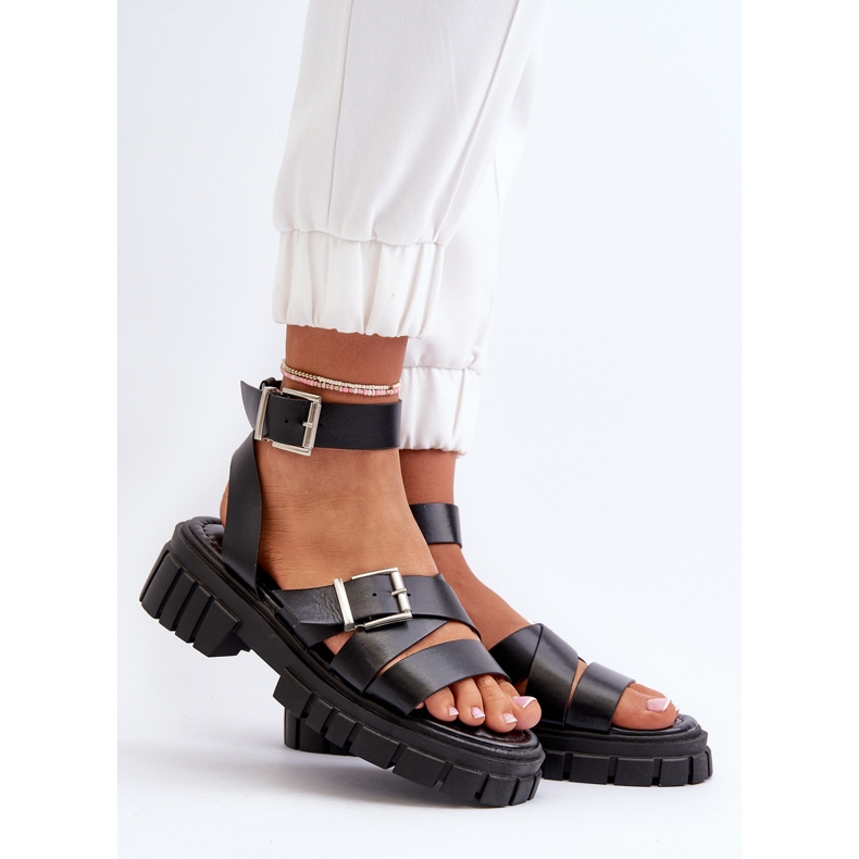 Damesandaler med stropper Eco Læder Sort Eladira 2