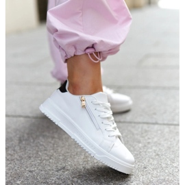 Hvide sneakers med lynlås på siden Shanna 1