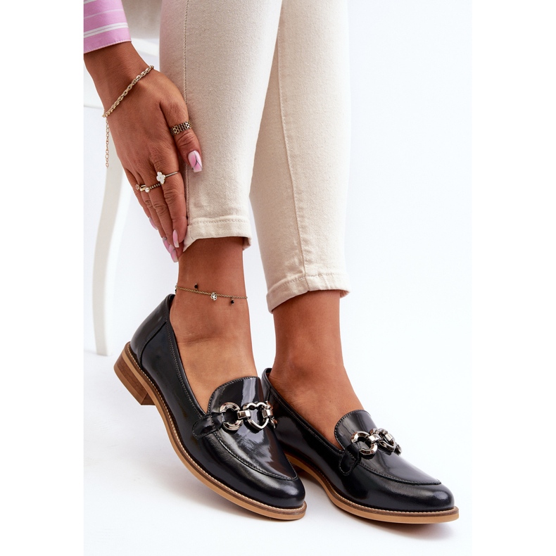 Dame læder Patent Loafers Laura Messi 2760 Navy Blue blå 1