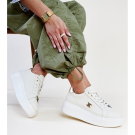 Lysbeige lædersneakers med høj sål, Melita 1