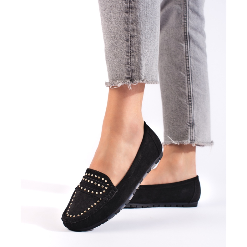 Loafers i sort ruskind til kvinder 1