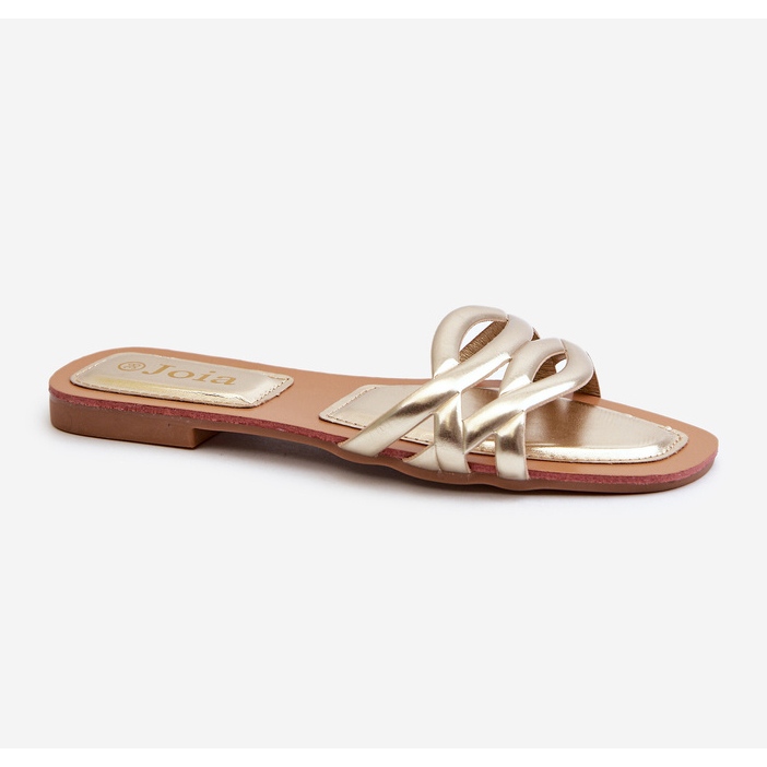 Øko-læderflip-flops til kvinder med flad hæl, guld Moldela gylden 1