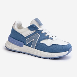 Dame denim sneakers lavet af øko læder, blå vinelli 1