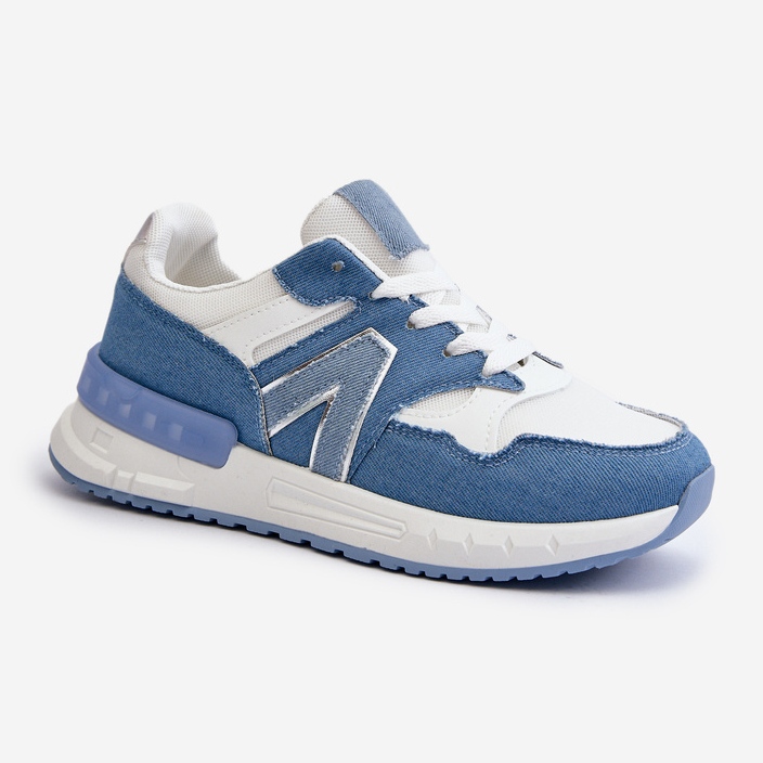 Dame denim sneakers lavet af øko læder, blå vinelli 1