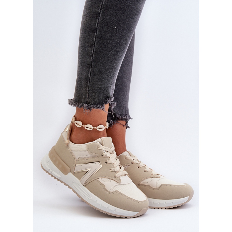 Damesneakers lavet af øko læder, beige vinelli 2