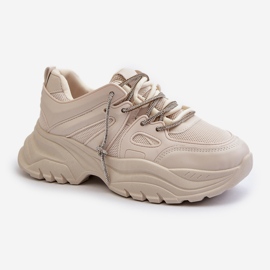 Damesneakers på en massiv sål med dekorativ snøring Beige Relissa 2