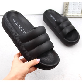Kviltede sorte platformsflip-flops Vinceza 75204 til kvinder 1