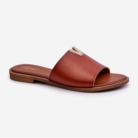 Øko-læderflip-flops til kvinder med flad hæl, brun Maliha 1