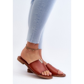 Øko-læderflip-flops til kvinder med flad hæl, brun Maliha 2