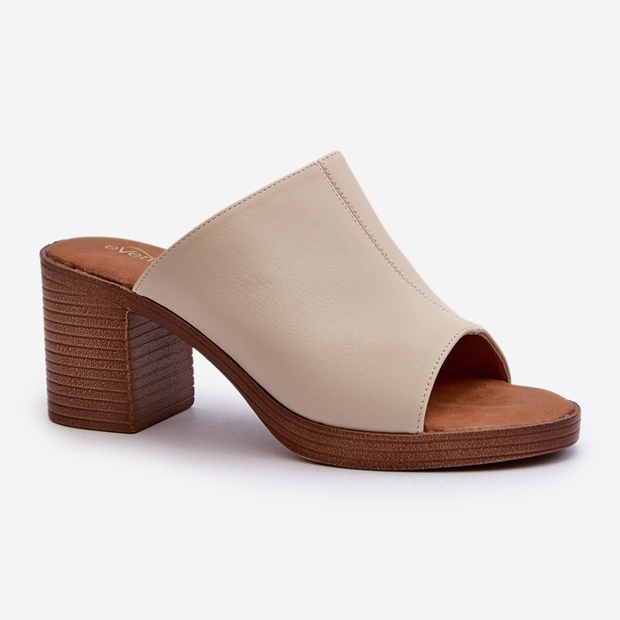 Elegante, lette dametøfler med høje hæle, Beige Varnila brun 1
