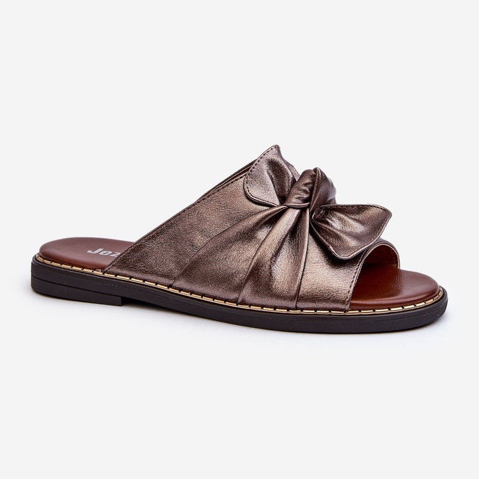 Kvinders fladhælede kobber-flip-flops Nelvira brun 1