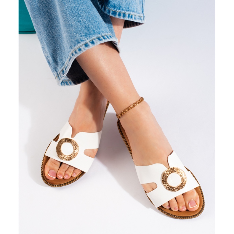 Hvide flade flip-flops til kvinder 2