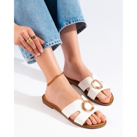Hvide flade flip-flops til kvinder 1