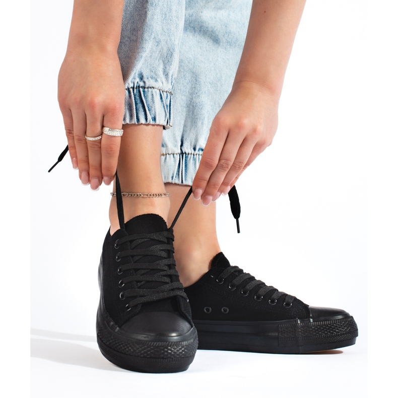 Sorte platformssneakers til kvinder 1