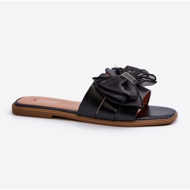 Flade flip-flops til kvinder med sløjfe, sort Balinda 1