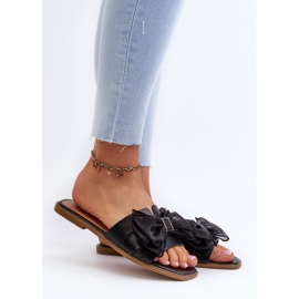 Flade flip-flops til kvinder med sløjfe, sort Balinda 2