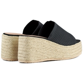 Sorte espadrille flip-flops med høj kile 1