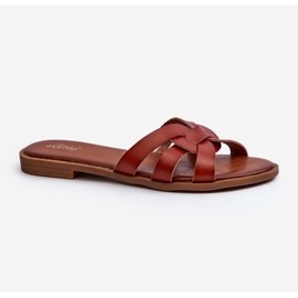 Flip-flops med flad hæl til kvinder lavet af øko-læder, brun Rosalini 1