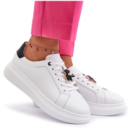 Vinceza Dame læder sneakers med bamse, hvid Mirven 4
