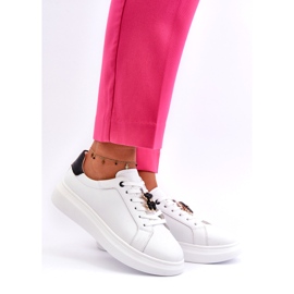 Vinceza Dame læder sneakers med bamse, hvid Mirven 1