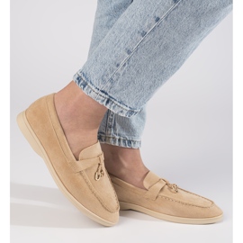 Kvinders beige ruskindsmokkasiner 2