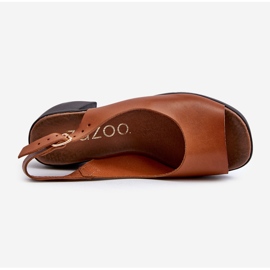 Zazoo 40376 brune lædersandaler med massive høje hæle 6