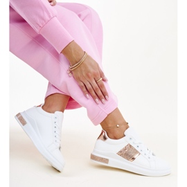 Hvide og lyserøde Giulia sneakers med rhinestones 1