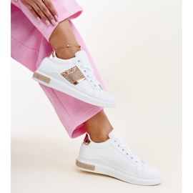 Hvide og lyserøde Giulia sneakers med rhinestones 2