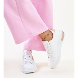 Hvide og lyserøde Giulia sneakers med rhinestones 3