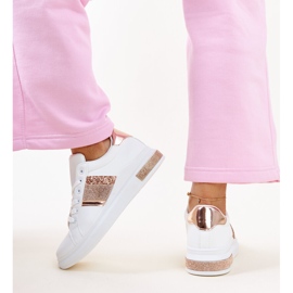 Hvide og lyserøde Giulia sneakers med rhinestones 4