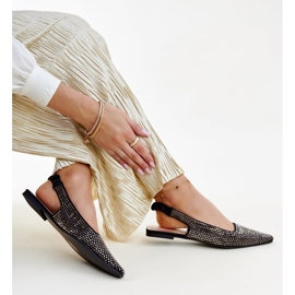 Nadiana skinnende sorte sandaler med åben hæl 1