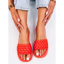 Højhælede sandaler med vævede Elida Orange striber 4