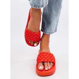 Højhælede sandaler med vævede Elida Orange striber 2